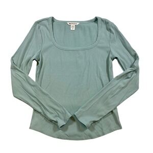 Athleta Ribbed Square Neck Long Sleeve Top Light Seafoam Green Size M